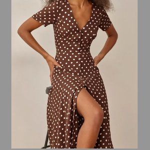 Reformation Locklin Midi Dress - Au Lait (Brown) - Size 0